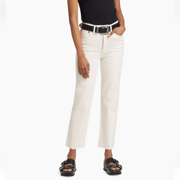 NWT Re/Done 70's Stove Pipe Jeans Vintage White 30 $265 Sold at Revolve - Picture 1 of 16